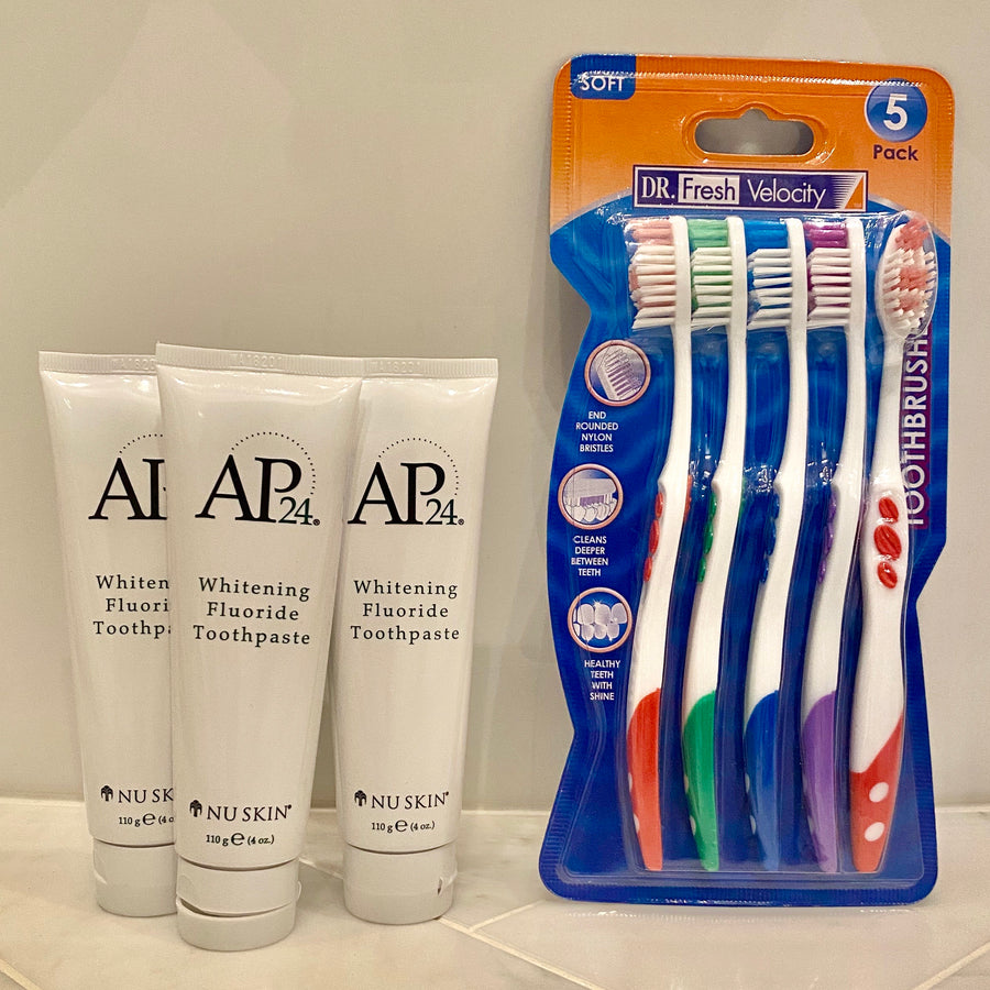 3 Whitening Toothpaste - 5 FREE Toothbrushes